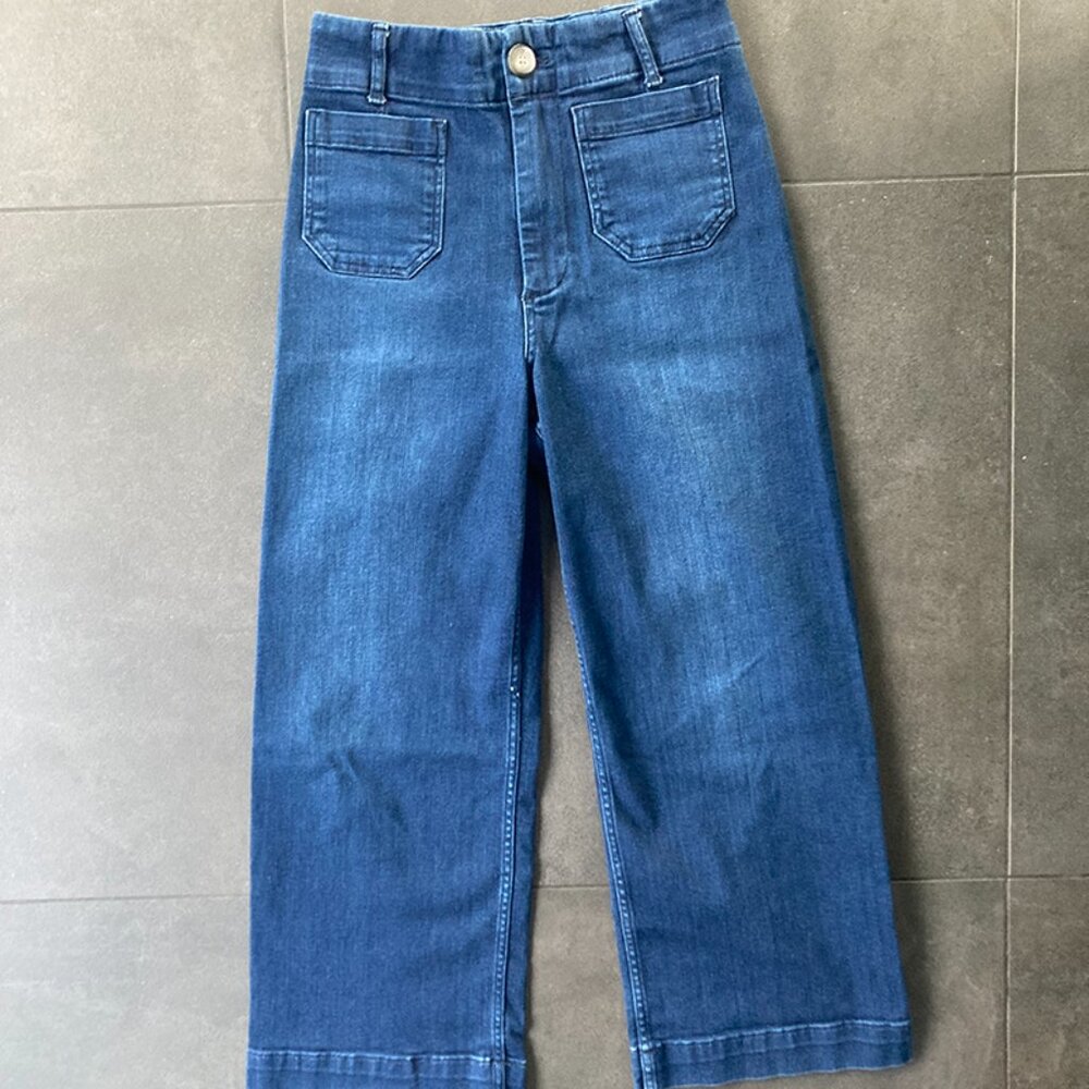 Anthropologie PILCRO Wide Leg Skipper Cropped Jeans Womens Size 27 Patch Pockets